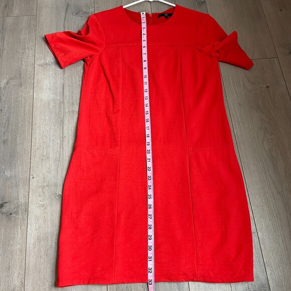 Tibi Red Orange Short Sleeve Shirt Shift Mini Dress - Picture 4 of 10